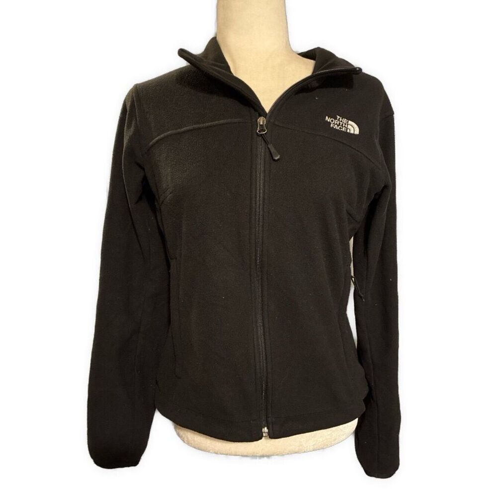 the north face Solid Black Fleece Long Sleeve Zip Up Jacket Small